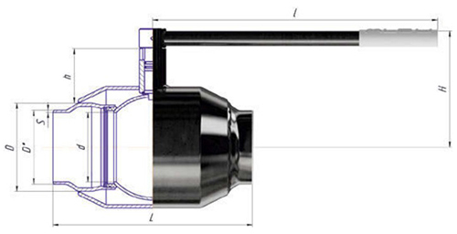 Кран шаровой ALSO КШ.П.П.65.25-02 Ду65 Ру25 полнопроходной, присоединение - под приварку, корпус - сталь 09Г2С, уплотнение - PTFE, управление - ручка/рычаг