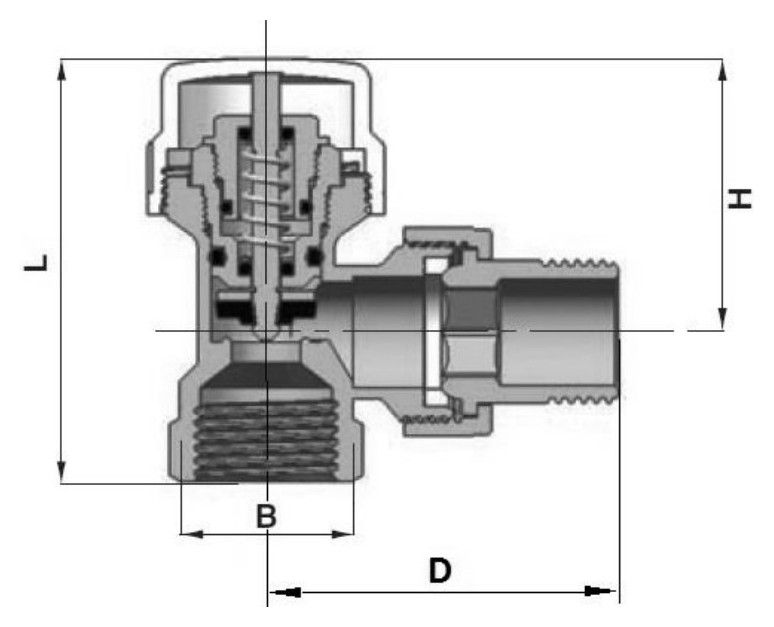 Клапан автоматический терморегулирующий Kromwell EU.ST6120 1/2″ Ду15 Ру10 угловой, латунный никель, внутренняя/наружная резьба