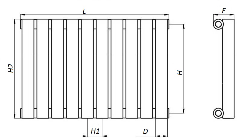 Радиатор стальной трубчатый КЗТО Гармония А40 1066 Вт 6 секций, высота 1750 мм настенный, присоединение резьбовое - 1/2″, подключение - нижнее справа, белый