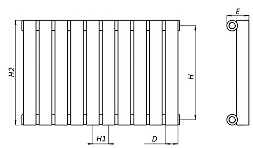Радиаторы стальные трубчатые КЗТО Гармония А40 1-1750 присоединение резьбовое - 1/2″, нижнее правое, цвет - белый