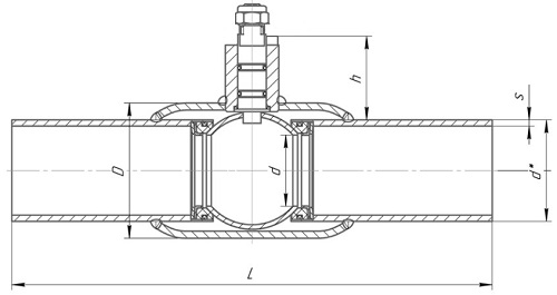 Кран шаровой LD КШЦПР Ду400x305 Ру25 стандартнопроходной, уплотнение - PTFE, двухходовой, углеродистая сталь 20, под приварку, цельносварной, с редуктором