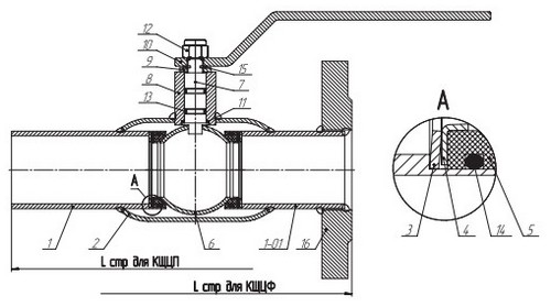 Кран шаровой LD КШ.Ц.Ф 8″ Ду200 Ру16 ГАЗ стандартнопроходной, двухходовой, углеродистая сталь 20, уплотнение - PTFE, фланцевый, ручка-рычаг