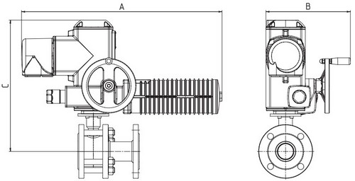 Кран шаровой LD КШ.Р.Ф 11с67п 1 1/4″ Ду32 Ру16 полнопроходной, двухходовой, разборный, углеродистая сталь 20, уплотнение - PTFE, фланцевый П/П, под электропривод