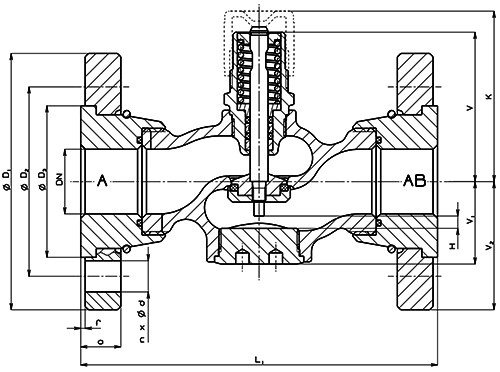 Клапан регулирующий двухходовой LDM RV111R 233-F Ду15 Ру16, фланцевый, корпус – серый чугун EN-JL 1030, Tmax до 150°С, Kvs=1.6 м3/ч
