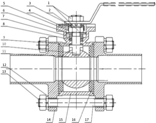Кран шаровой Lotar LTR-TO50/4 Ду50 Ру40 полнопроходной, трехсоставной, приварной, ISO5211, корпус - нержавеющая сталь AISI 304 (CF8), уплотнение - PTFE, управление - рукоятка-рычаг