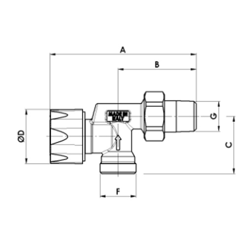 Клапан запорный для радиатора LUXOR M 320/A 1/2″ Ду15 Ру10 наружная резьба