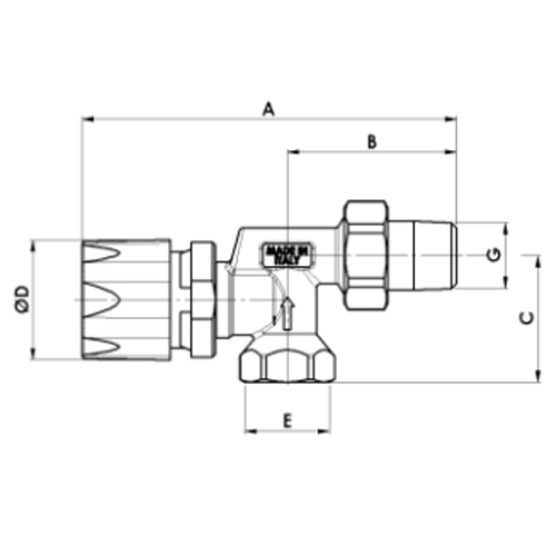 Клапан запорный для радиатора LUXOR M 332 1/2″ Ду15 Ру10 внутренняя/наружная резьба