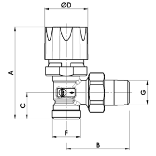 Клапаны для радиатора LUXOR ThermoTekna RS 2512/A угловые