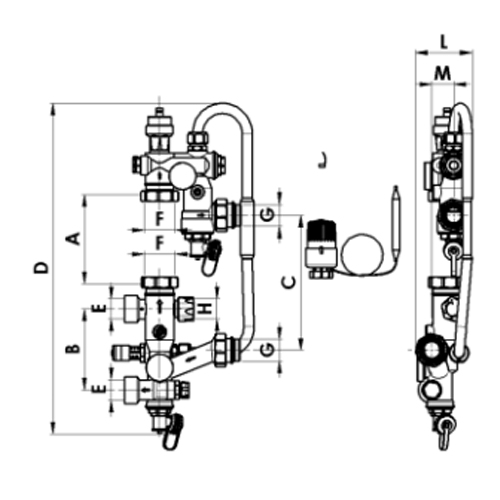 Насосно-смесительные узлы LUXOR GM 1192 с термостатическим клапаном 0-80°C, без насоса