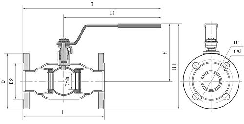 Кран шаровой Маршал 11с67п GAS PRO ЦФ.01.1 8″ Ду200 Ру25 полнопроходной, двухходовой, углеродистая сталь 09Г2С, уплотнение - фторопласт Ф4К20, фланцевый с рукояткой