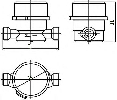 Счетчик воды универсальный МЕТЕР СВ-15 Ду15 Ру16 крыльчатый, одноструйный, резьбовой, без комплекта монтажных частей, L=80 мм, до 90°С