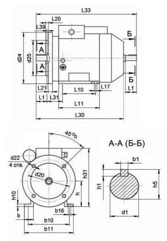 Электродвигатели общепромышленные МЭЗ АИР 100L 2-8 полюсов асинхронные, мощность 1.5-5.5 кВт, частота вращения 700-3000 об/мин, монтажное исполнение IM2081
