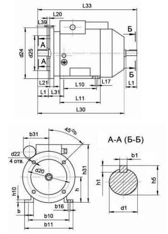 Электродвигатели однофазные МЭЗ АИРЕ 56B 2-4 полюса асинхронные, мощность 0.18 кВт, частота вращения 1500-3000 об/мин, монтажное исполнение IM3081