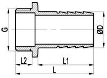 Штуцеры для присоединения шланга MVI BF.581 1/2-1″x10-25 мм Ру40 наружная резьба, латунь