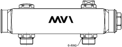 Коллекторная балка MVI ML.4 Ду25 Ру16 3 выхода - наружная резьба 1/2″, присоединение - внутренняя/наружная резьба 1″x1/2″, межосевое расстояние - 100 мм, корпус - нержавеющая сталь