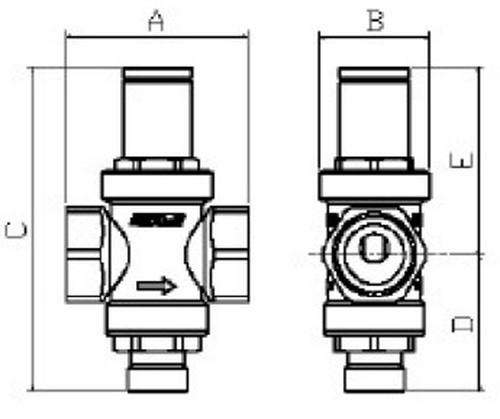 Регулятор давления MVI SE.455 1/2″ Ду15 Py16 поршневой, материал корпуса - латунь, ВР, с выходом под манометр
