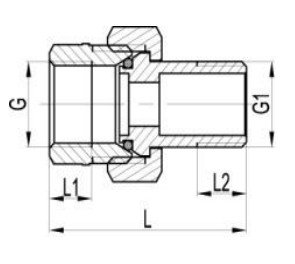 Сгоны разъемные MVI Ду15-50 Ру40, прямые, корпус – никелированная латунь, американка внутренняя/наружная резьба