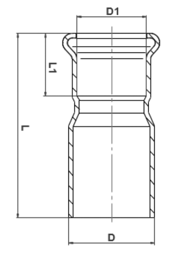 Муфты прессовые переходные MVI Дн18-54x15-35 Ру16 внутренняя - наружная резьба, из оцинкованной стали