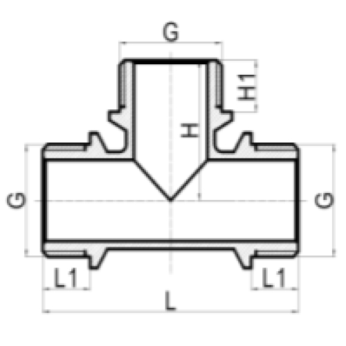 Тройники равнопроходные MVI BF.515 1/2″-3/4″х1/2″-3/4″х1/2″-3/4″ Ду15-20 Ру40 НР, латунные, никелированные