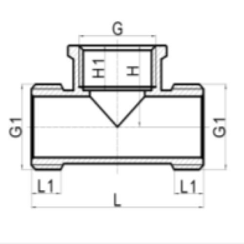 Тройник переходный MVI BF.517 1/2″х1/2″х1/2″ Ду15х15х15 Ру40 НР/ВР/НР, латунный, никелированный
