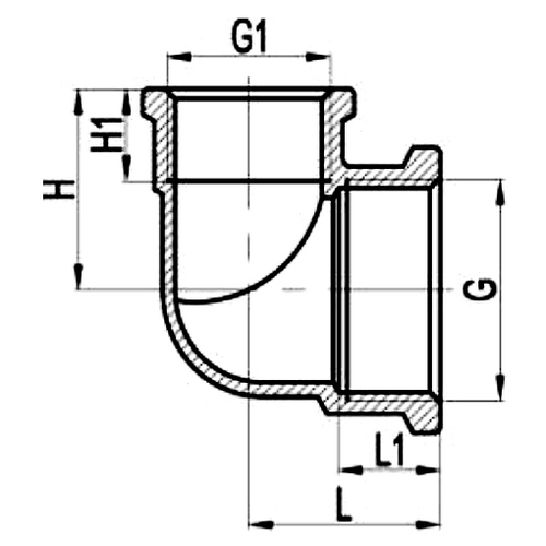 Угольник для труб из сшитого полиэтилена MVI BF.531.05 Дн20х20 Ру40, присоединение - внутренняя резьба, материал корпуса – латунь никелированная