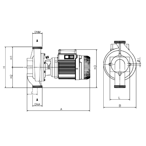 Насос циркуляционный DAB ALM 500 T 230/400/50-01 поверхностный, корпус - чугун, мощность - 0.22кВт, напор - 5.5м, производительность - 120л/мин, 220В