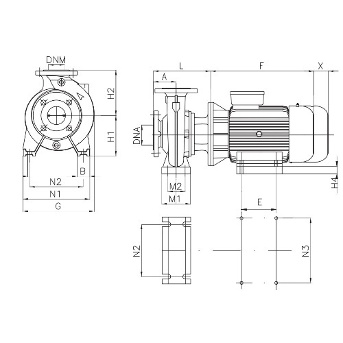 Насос консольно-моноблочный DAB NKM-G 65-315/309/B/BAQE/11/4 - IE3 поверхностный, корпус - чугун, мощность - 11кВт, напор - 34.2м, производительность - 1900л/мин, 380В