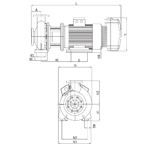 Насос консольно-моноблочный DAB NKM-GE 100-250/270/A/BAQE/15/4MCE150/P - IE3 поверхностный, корпус - чугун, мощность - 15кВт, напор - 25.5м, производительность - 3500л/мин, 220В