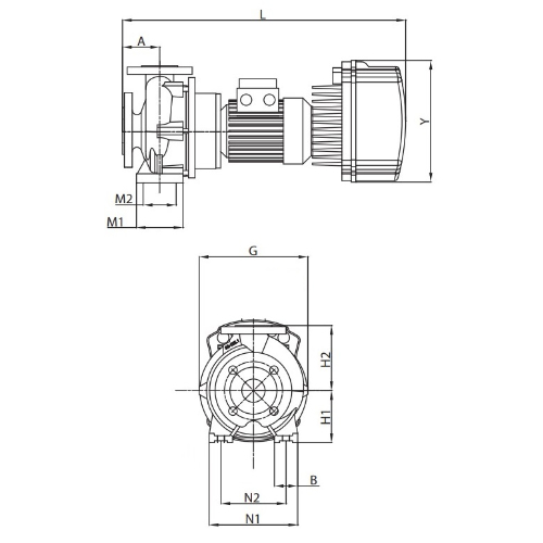 Насос консольно-моноблочный DAB NKM-GE 65-200/219/A/BAQE/4/4 T MCE30/C - IE3 поверхностный, корпус - чугун, мощность - 4кВт, напор - 17м, производительность - 1300л/мин, 380В