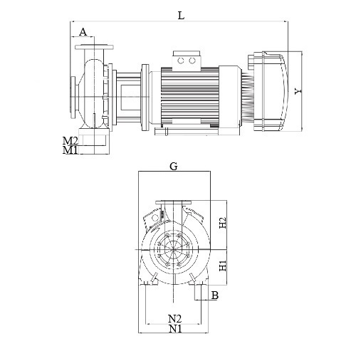 Насос консольно-моноблочный DAB NKM-GE 100-200/200/A/BAQE/5,5/4 T MCE55/C - IE3 поверхностный, корпус - чугун, мощность - 5.5кВт, напор - 12.7м, производительность - 3000л/мин, 380В