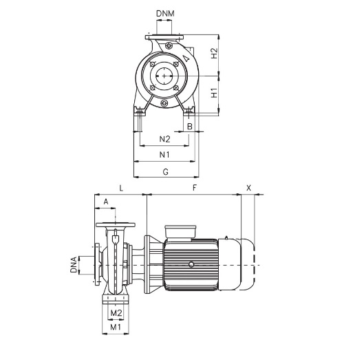 Насос консольно-моноблочный DAB NKM-G 65-200/219/B/BAQE/4/4 - IE3 поверхностный, корпус - чугун, мощность - 4кВт, напор - 17м, производительность - 1300л/мин, 380В