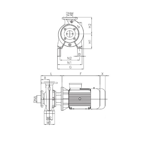 Насос консольно-моноблочный DAB NKP-G 65-125/120-110/B/BAQV/4/2 - IE3 поверхностный, корпус - чугун, мощность - 4кВт, напор - 16м, производительность - 1900л/мин, 380В