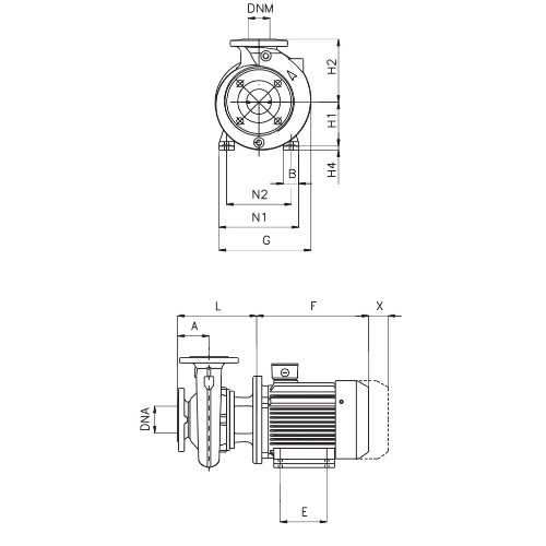 Насос консольно-моноблочный DAB NKP-G 40-200/210/B/BAQE/11/2 - IE3 поверхностный, корпус - чугун, мощность - 11кВт, напор - 57.1м, производительность - 1100л/мин, 380В