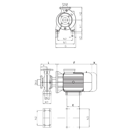 Насос консольно-моноблочный DAB NKP-G 80-200/190/A/BAQE/30/2 - IE3 поверхностный, корпус - чугун, мощность - 30кВт, напор - 48.3м, производительность - 4000л/мин, 380В