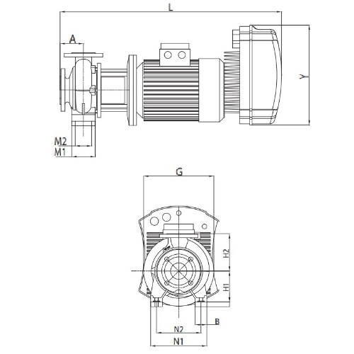 Насос консольно-моноблочный DAB NKP-GE 50-125/135/A/BAQE/5,5/2 T MCE55/C - IE3 поверхностный, корпус - чугун, мощность - 5.5кВт, напор - 24м, производительность - 1700л/мин, 380В