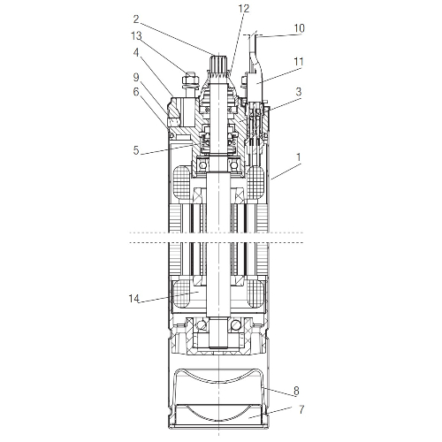 Электродвигатель DAB 4OL-5,5 KW-400 V-T для скважинного насоса, погружной, корпус - нержавеющая сталь, мощность - 5.5кВт, IP68, 380В