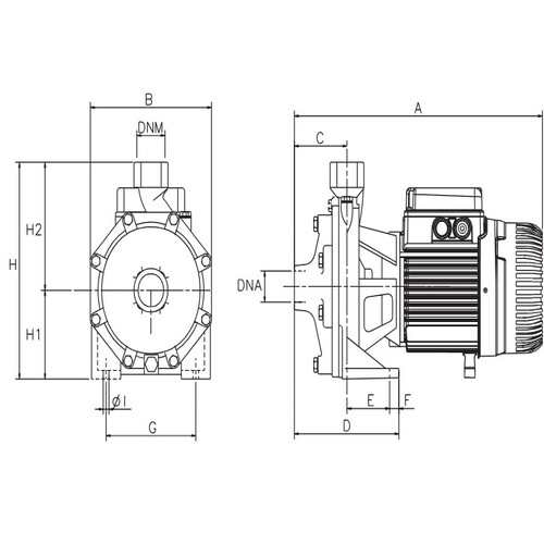 Насос центробежный DAB K TWIN 45/50 T Ду40 Ру8 вихревой, корпус - чугун, производительность 100 л/мин, мощность 1960 Вт, напор - 51 м вод. ст., напряжение - 230/400В, степень защиты - IP44