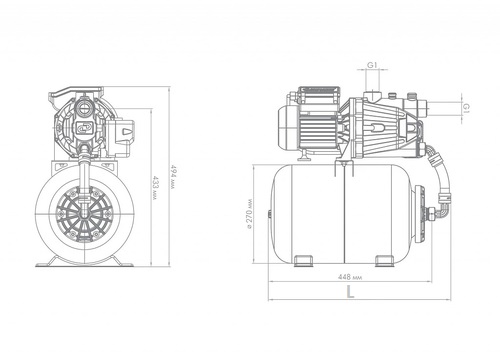 Насос-автомат поверхностный Джилекс Джамбо П-24 70/50 Ду25 Ру5, производительность 60 л/мин, напор 50 м, мощность 1100 Вт