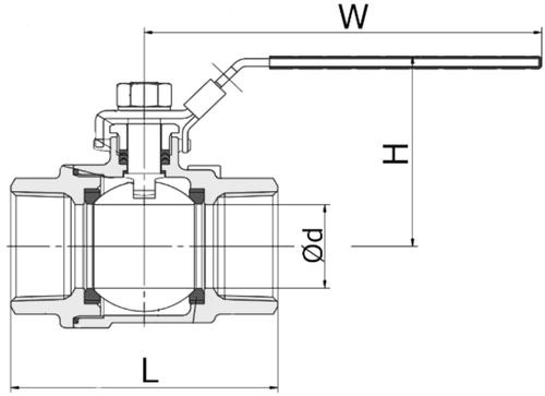 Краны шаровые NewKey NK-BML/6 1/4″-3″ Ду8-80 Ру25-64 полнопроходные двухсоставные, присоединение внутренняя резьба, корпус - нержавеющая сталь AISI316, управление - ручка-рычаг