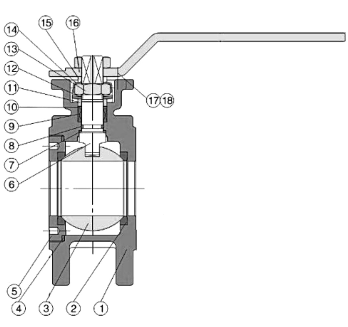 Кран шаровой NewKey NK-BIFp/4 6″ Ду150 Ру16 полнопроходной односоставной межфланцевый, корпус - нержавеющая сталь AISI304, с ISO-фланцем под привод, управление рукоятка-рычаг