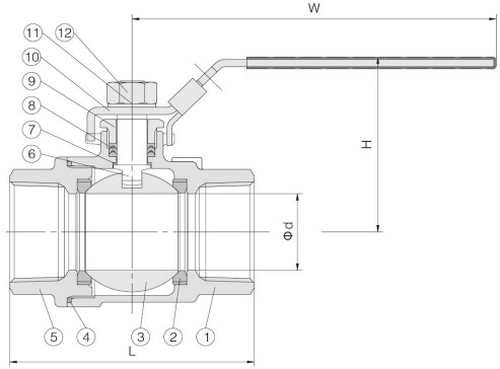 Кран шаровой NewKey NK-BML/6 2 1/2″ Ду65 Ру25 полнопроходной, ВР, материал корпус - AISI316, двухсоставной