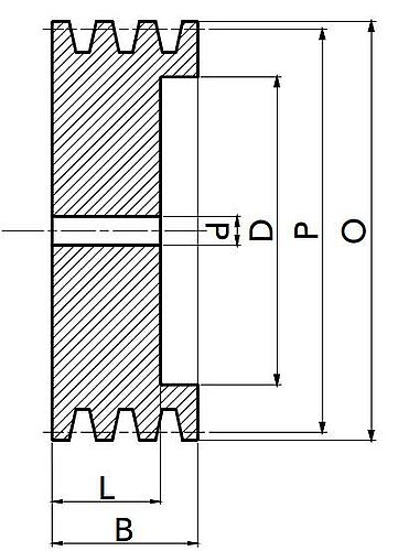 Шкив клиновой NPT SPB 170-03 TB 2517 (PHP 3SPB 170 TB) под втулку Тапербуш, профиль - SPB, количество ручьев - 3шт, ширина ремня - 16.3мм, подходящие втулки - 2517, материал - чугун