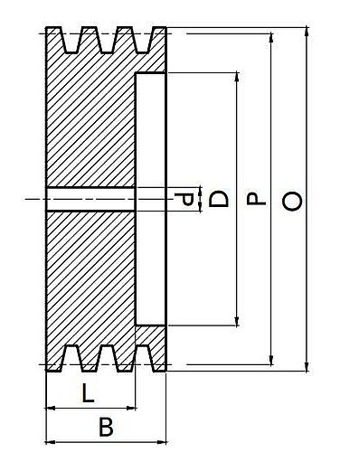 Шкив клиновой NPT SPC 140-3 (PHP 3SPC 140RSB) под расточку, профиль - SPC, количество ручьев - 3шт, ширина ремня - 22мм, материал - чугун