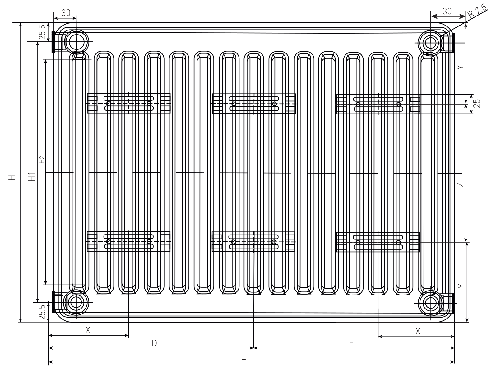 Радиаторы стальные панельные Oasis Pro PN 11-4.5 450х400-3000 мм настенные, присоединение резьбовое - 1/2″, подключение - нижнее, белые