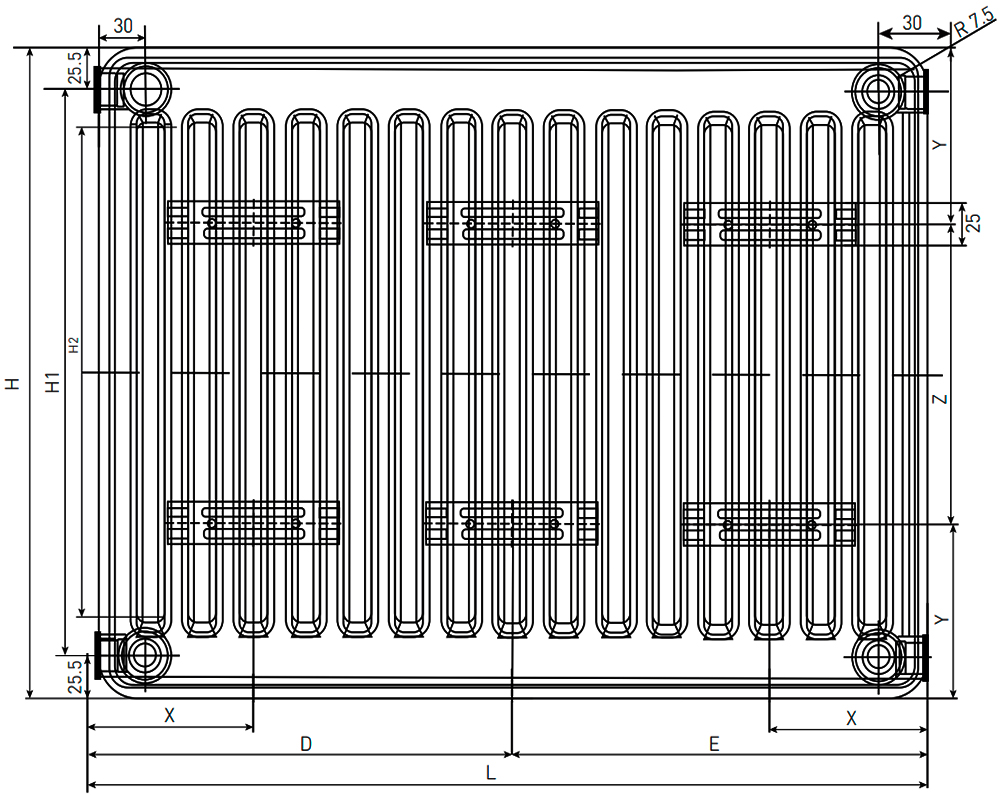 Радиаторы стальные панельные Oasis Pro PN 10-4 400х400-400х3000 мм настенные, теплоотдача - 272-2037 Вт, присоединение резьбовое - 1/2