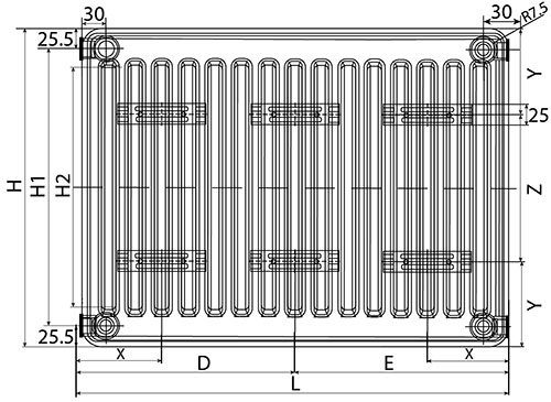 Радиатор стальной панельный Oasis Pro PB 22-5 500x2500 мм настенный, присоединение 1/2″, боковое подключение, белый