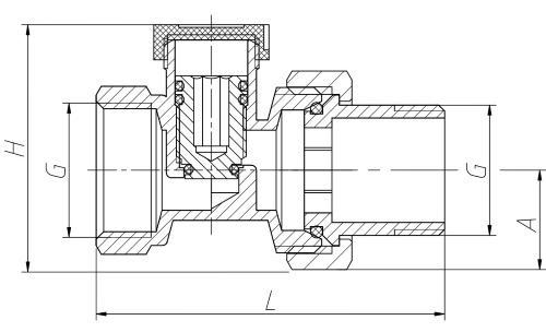 Вентиль регулирующий Oasis PN 3/4″ Ду20 Ру16 прямой нижний, тип подключения - внутренняя/наружная резьба