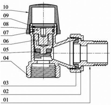 Комплекты термостатические 3 в 1 для бокового подключения радиатора Ogint 1/2″ Ду15 Ру10 6-28 °C угловые, для двухтрубной системы отопления, корпус - латунь, присоединение - накидная гайка