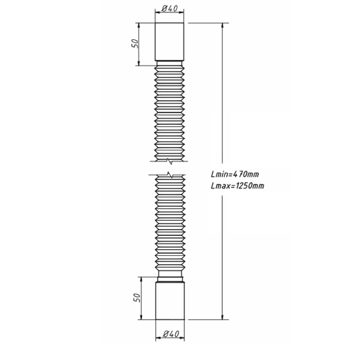 Гофра Орио Ду40х40 L=470-1250 мм без гайки