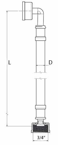Шланг заливной Орио 15 мм для стиральной машины, гайка-гайка 3/4″-3/4″, длина шланга - 4 м, в индивидуальной упаковке